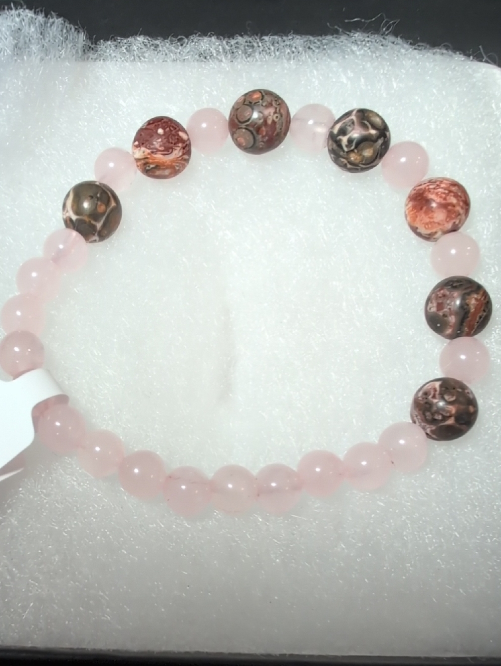 Rose Quartz and Leopard Jasper Stretch Bracelet